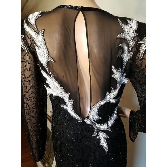 Vintage 80s A.J. Bari Beaded Sequins Silk Dress Size 8 Almost Perfect Stunning - Picture 6 of 14